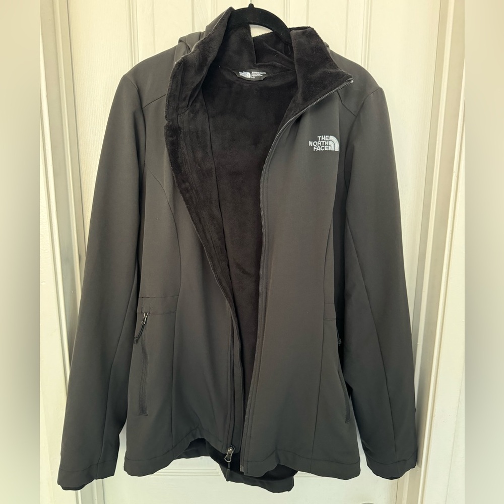 EUC, The North Face Windfall Black Full Zip Hooded Rain Jacket, Women’s Size L